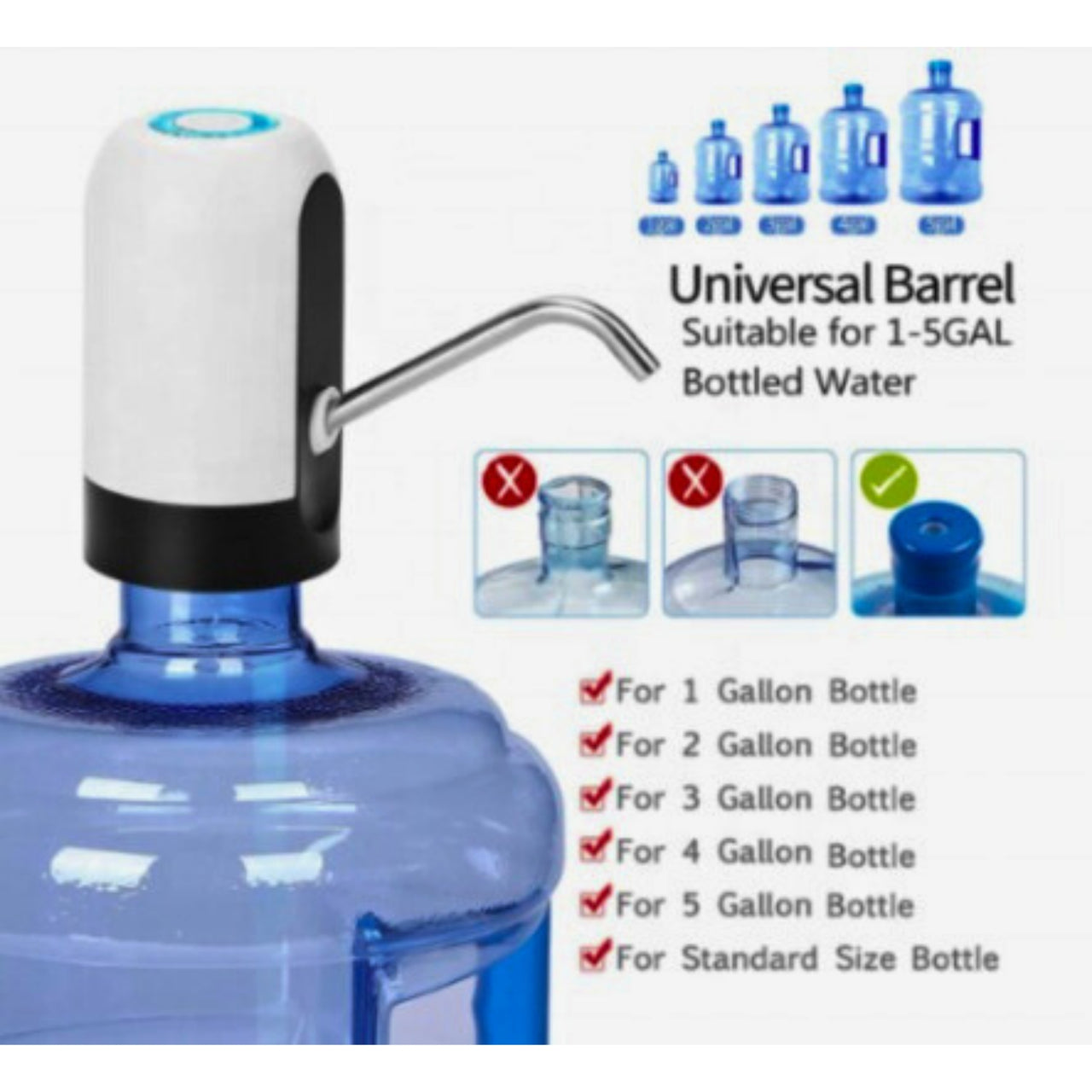 Automatic Water Dispenser Pump, USB Rechargeable, Portable, Electric Bottle Pump