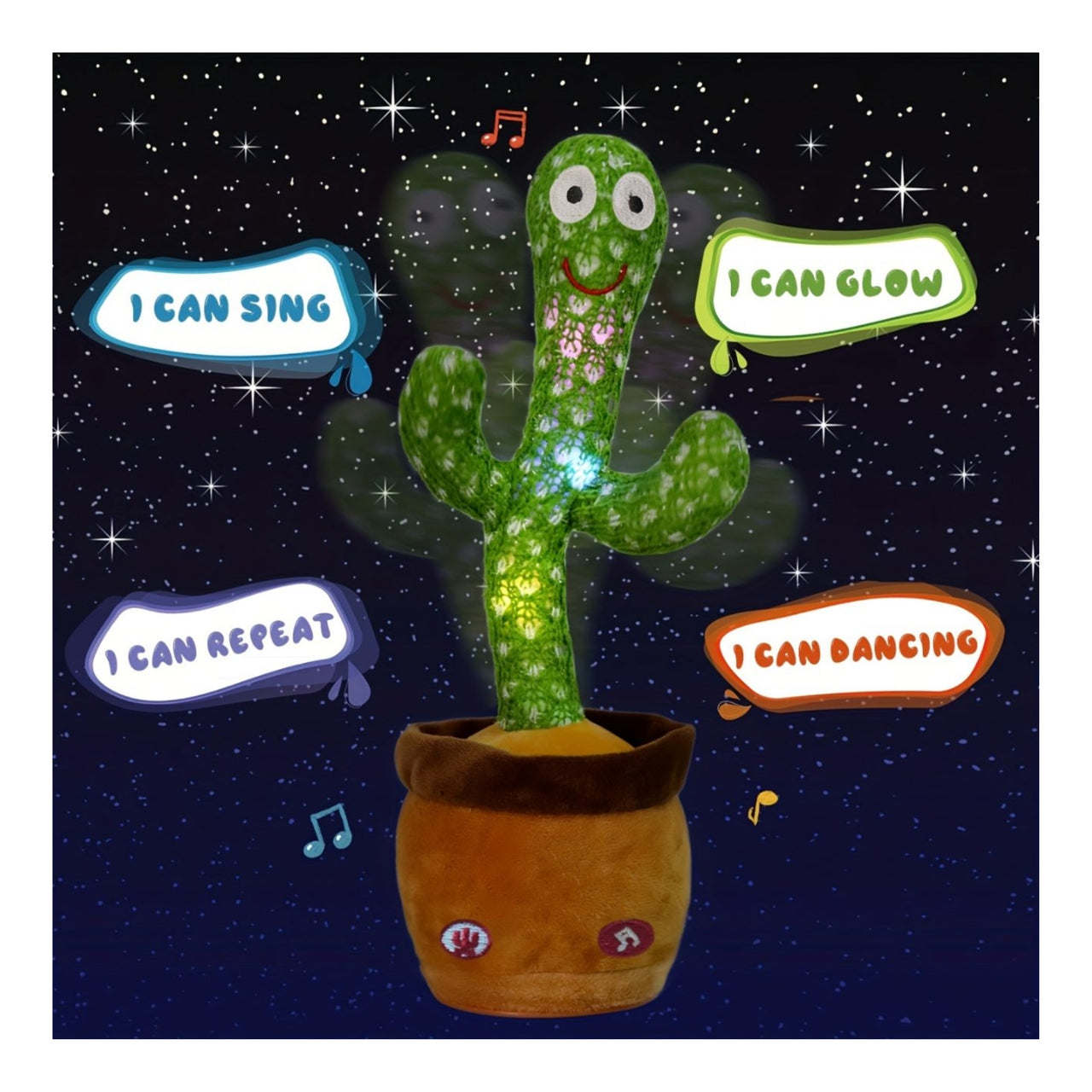 Rechargeable Talking & Dancing Cactus Toy – Musical Educational Toy for Babies & Toddlers (Repeats, Sings & Speaks) – Perfect for Boys & Girls (0-3 Years)