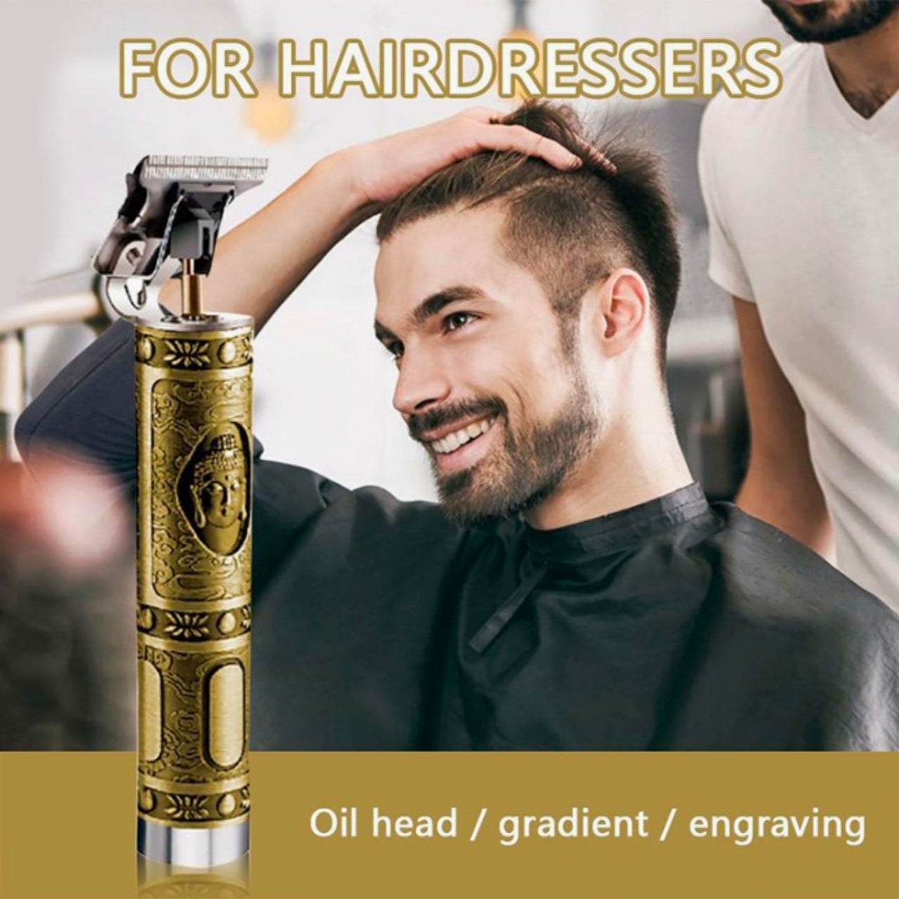 Maxtop MP-98 Hair Trimmer – Metal Body, 120 Min Runtime, 4 Length Settings, Stylish Grooming Tool (Gold)