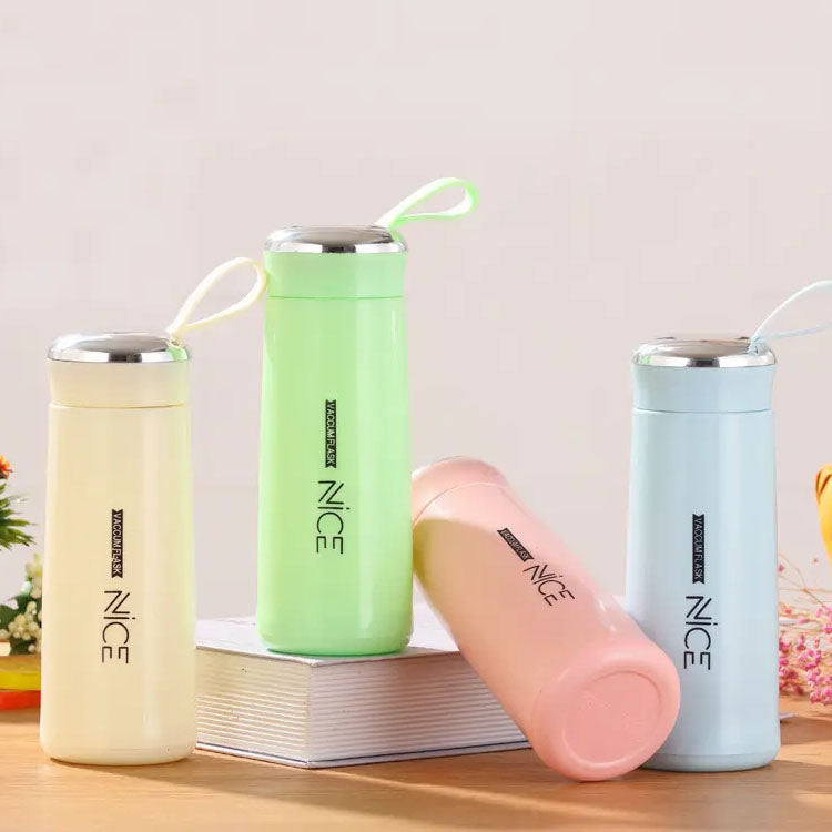 BPA-Free Glass Water Bottle with Protective Plastic Shell – 400ml (Multicolor, 1 Piece)