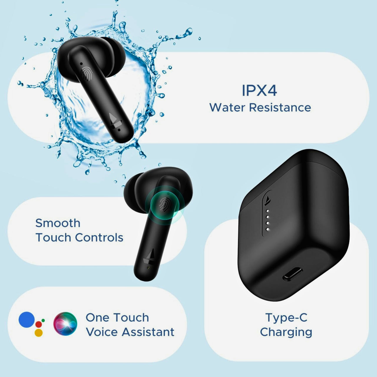 boAt Airdopes 141/148 True Wireless Bluetooth Earbuds with ENx Tech, Low Latency, 42Hrs Playtime, Fast Charge, IWP, IPX4 & Mic