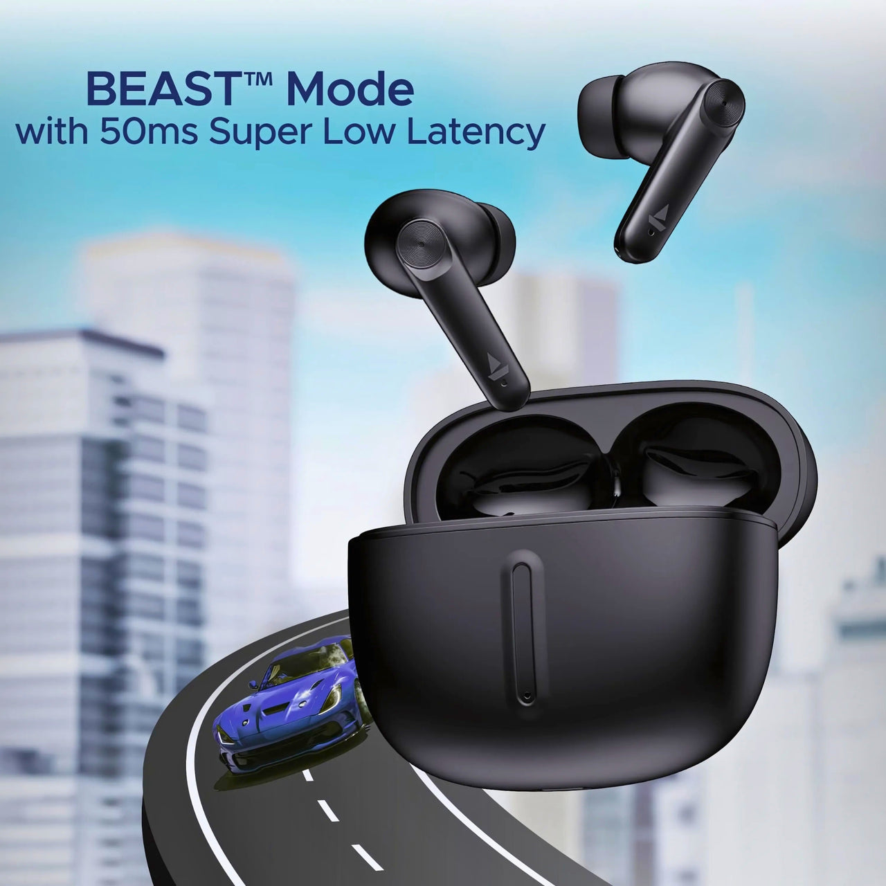 boAt Airdopes Max TWS Earbuds – 100H Playtime, Quad Mics with ENx, Beast Mode 50ms Low Latency, ASAP Charge, BT v5.3