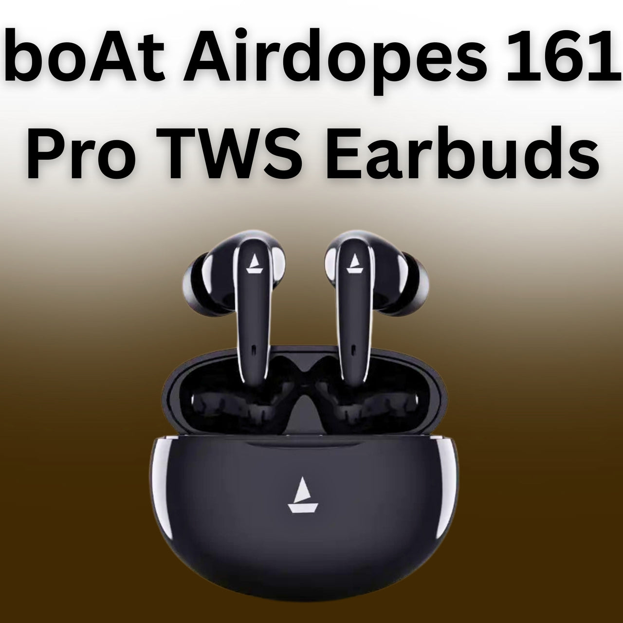 boAt Airdopes 161 Pro TWS Earbuds with charging case on a gradient background