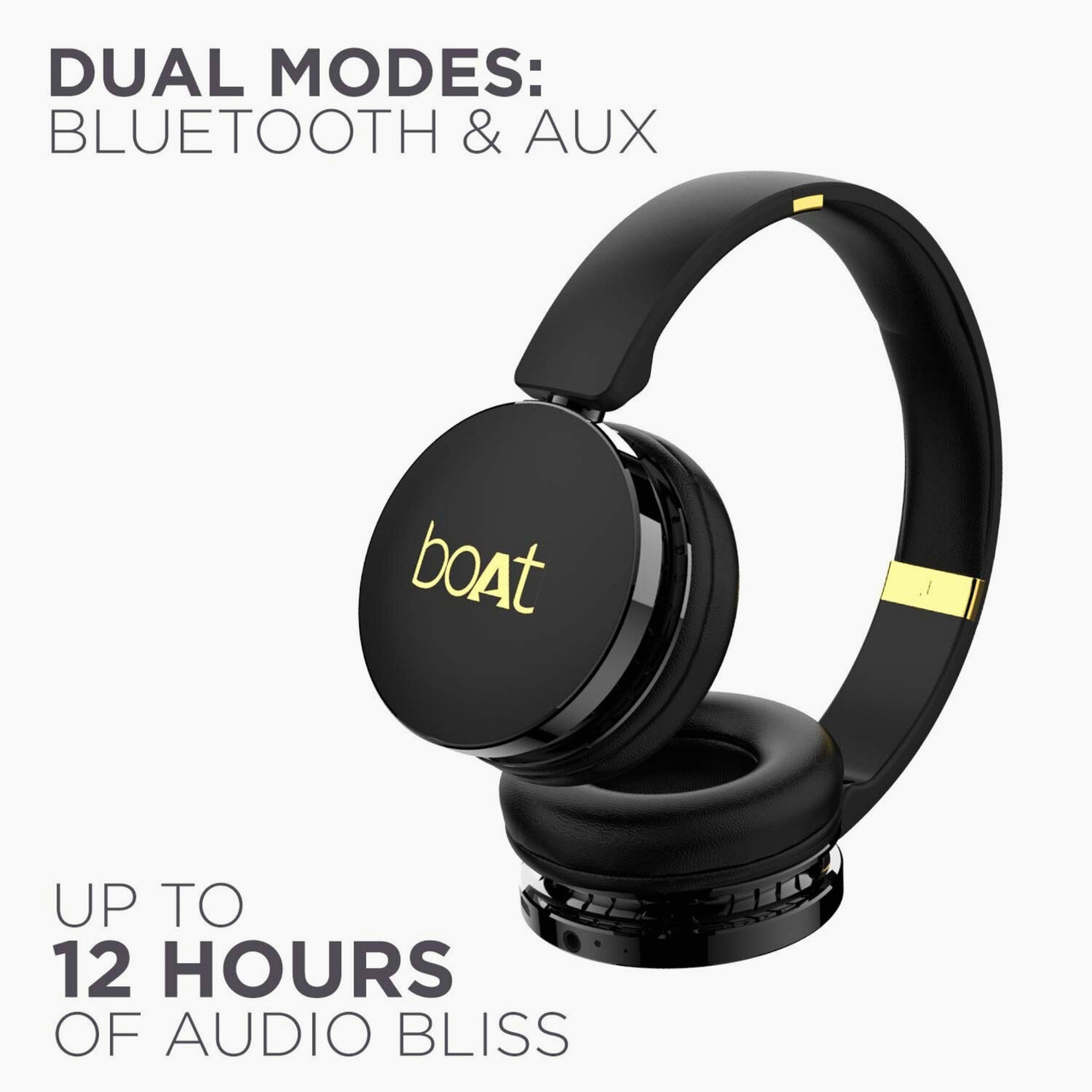 boAt Rockerz 370 Bluetooth On-Ear Headphones – 12H Playtime, Soft Padded Earcups, Wireless with Bluetooth v5.0