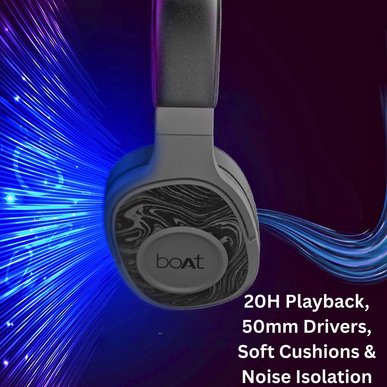 boAt Rockerz 550 Bluetooth Over-Ear Headphones with Mic – 20H Playback, 50mm Drivers, Soft Cushions & Noise Isolation