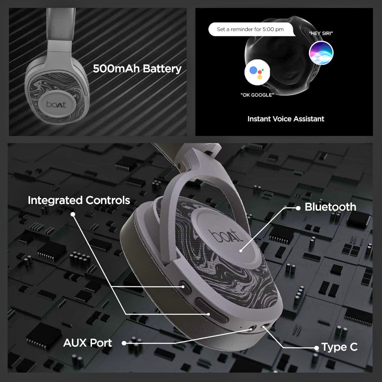 boAt Rockerz 550 Bluetooth Over-Ear Headphones with Mic – 20H Playback, 50mm Drivers, Soft Cushions & Noise Isolation