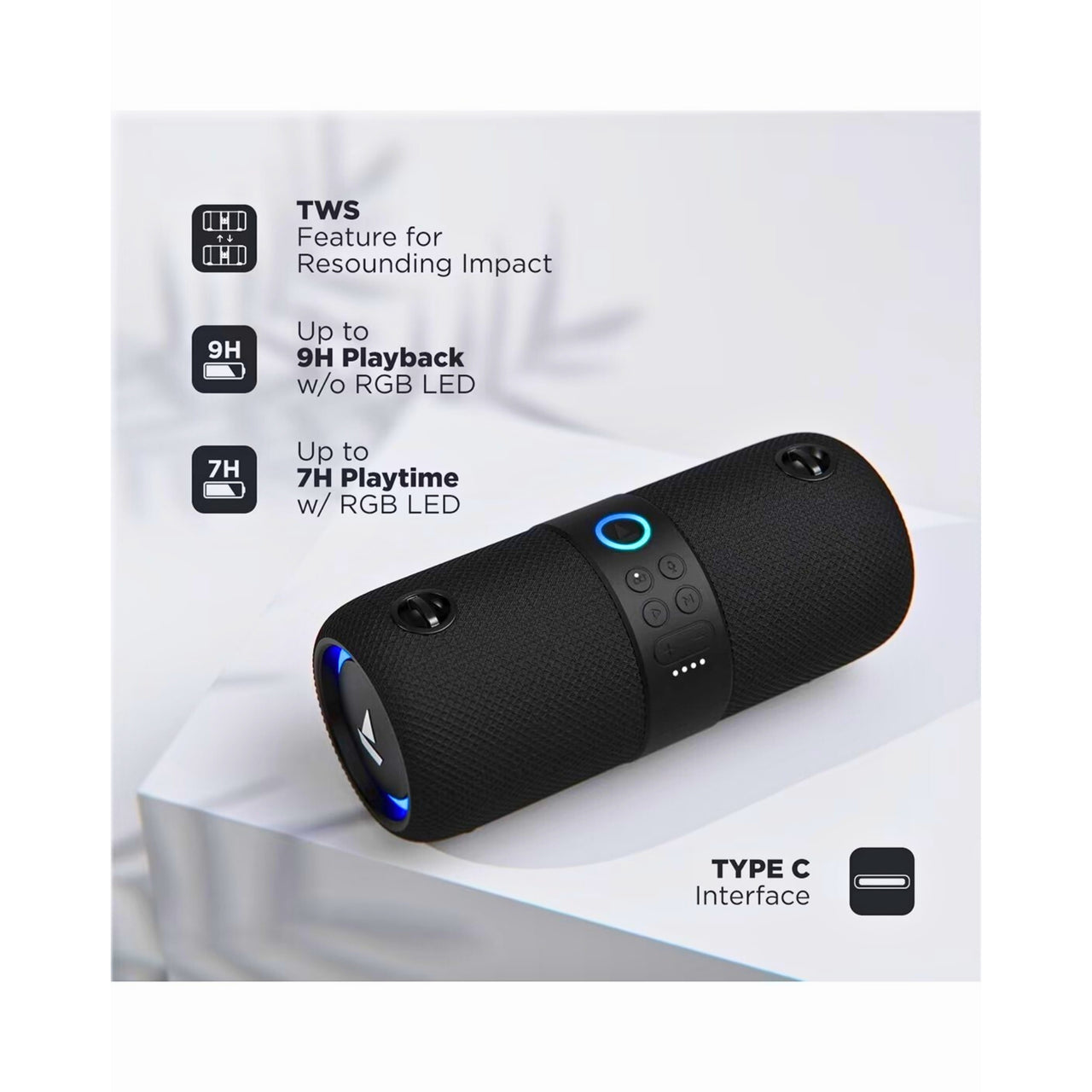 boAt Stone 1200 Bluetooth Speaker – 14W Portable Wireless, 9H Playback, Bluetooth v5.0