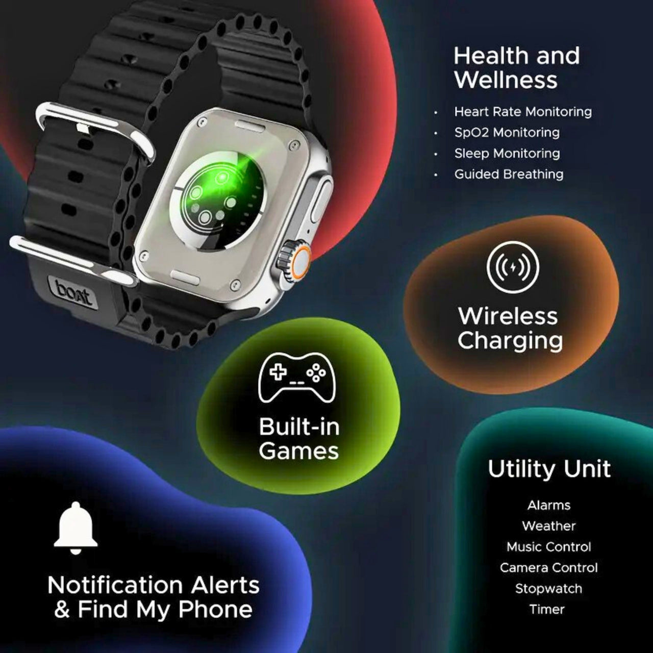 boAt Wave Genesis Pro Smartwatch with 1.96" AMOLED Display, Bluetooth Calling, Functional Crown & boAt Coins – Free Size