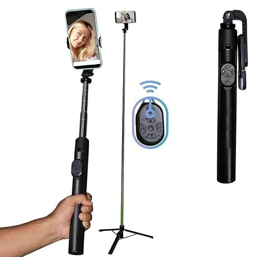 Y17S Selfie Stick Tripod with Mini Light – 170cm Extendable Stand for Photos, Videos & Travel with Bluetooth Remote